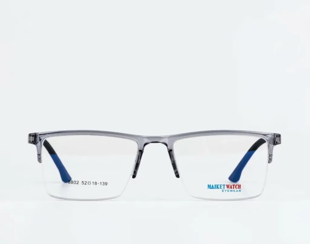 Semi-Rimless Athletic Rectangle Frame Crystal Grey & Slate