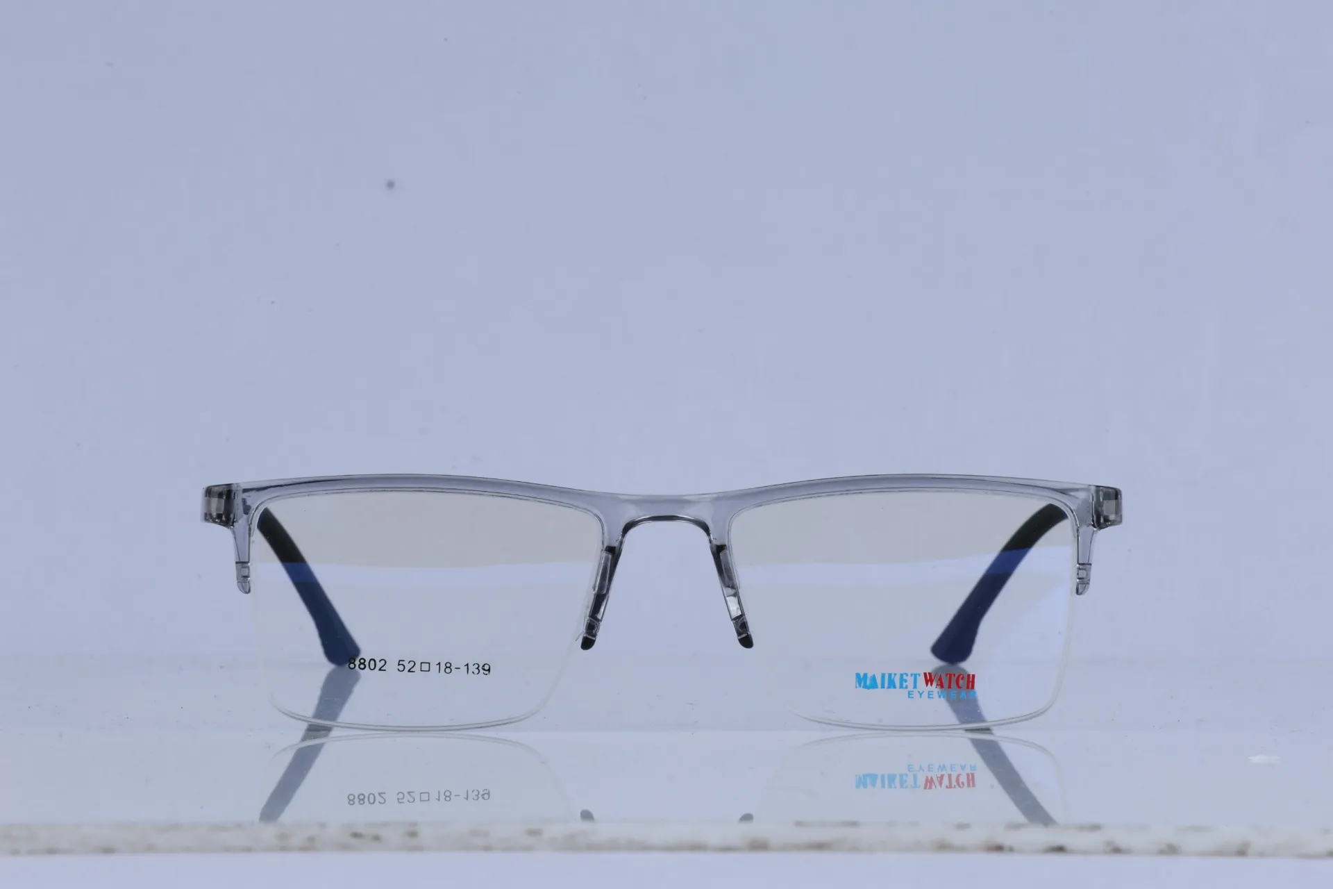Semi-Rimless Athletic Rectangle Frame Crystal Grey & Slate
