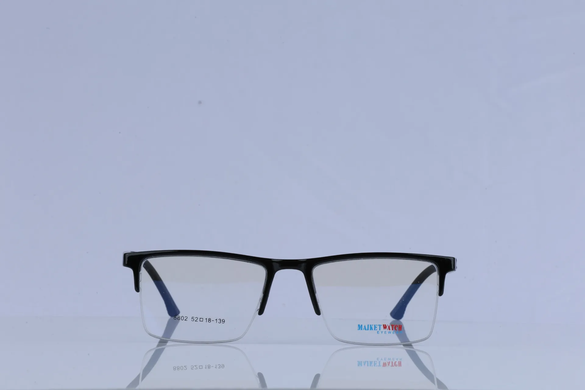 Semi-Rimless Athletic Rectangle Frame Onyx Black