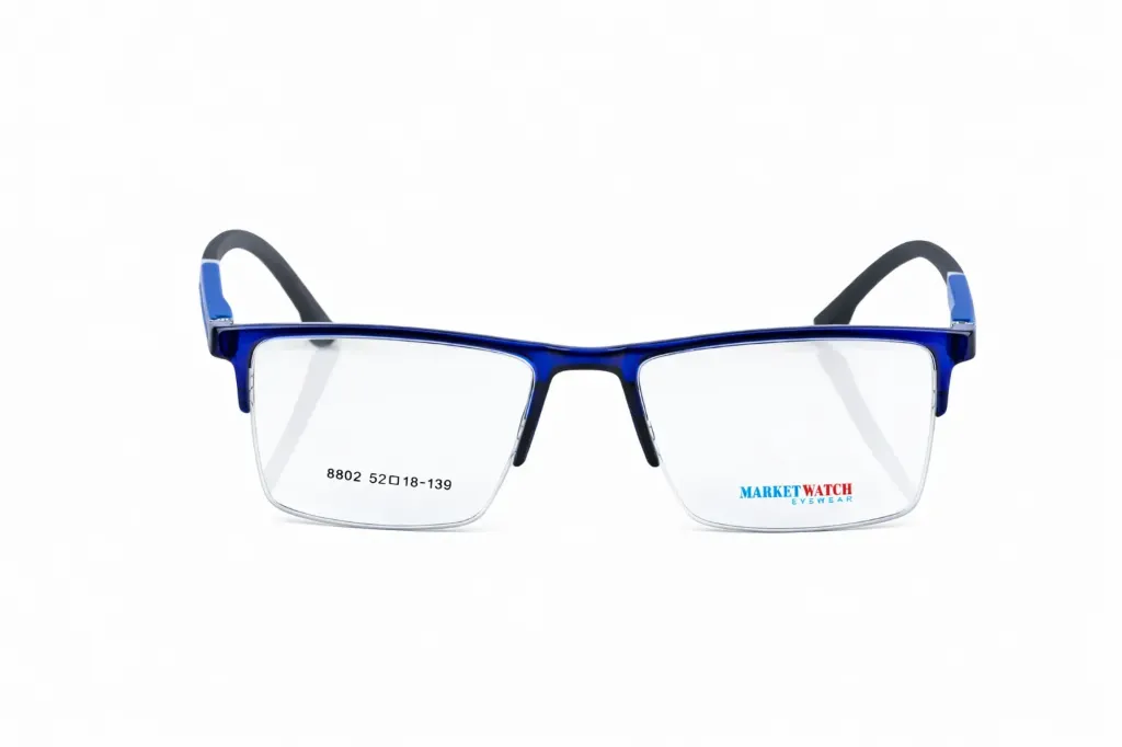 Semi-Rimless Athletic Rectangle Frame-Deep Electric Blue