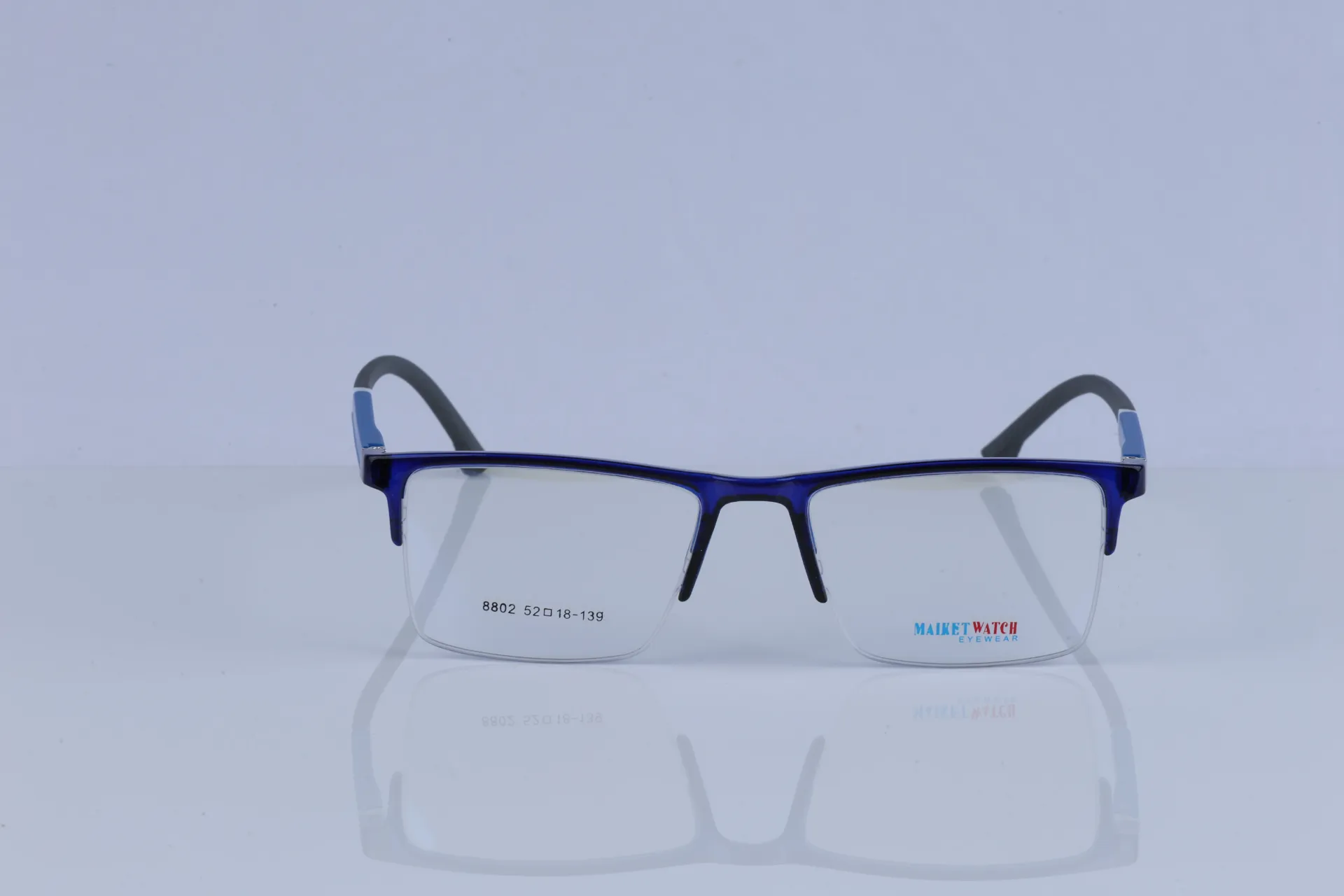 Semi-Rimless Athletic Rectangle Frame-Deep Electric Blue