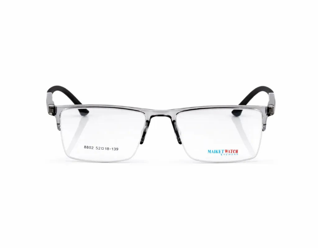 Semi-Rimless Athletic Rectangle Frame-Crystal Clear & Slate