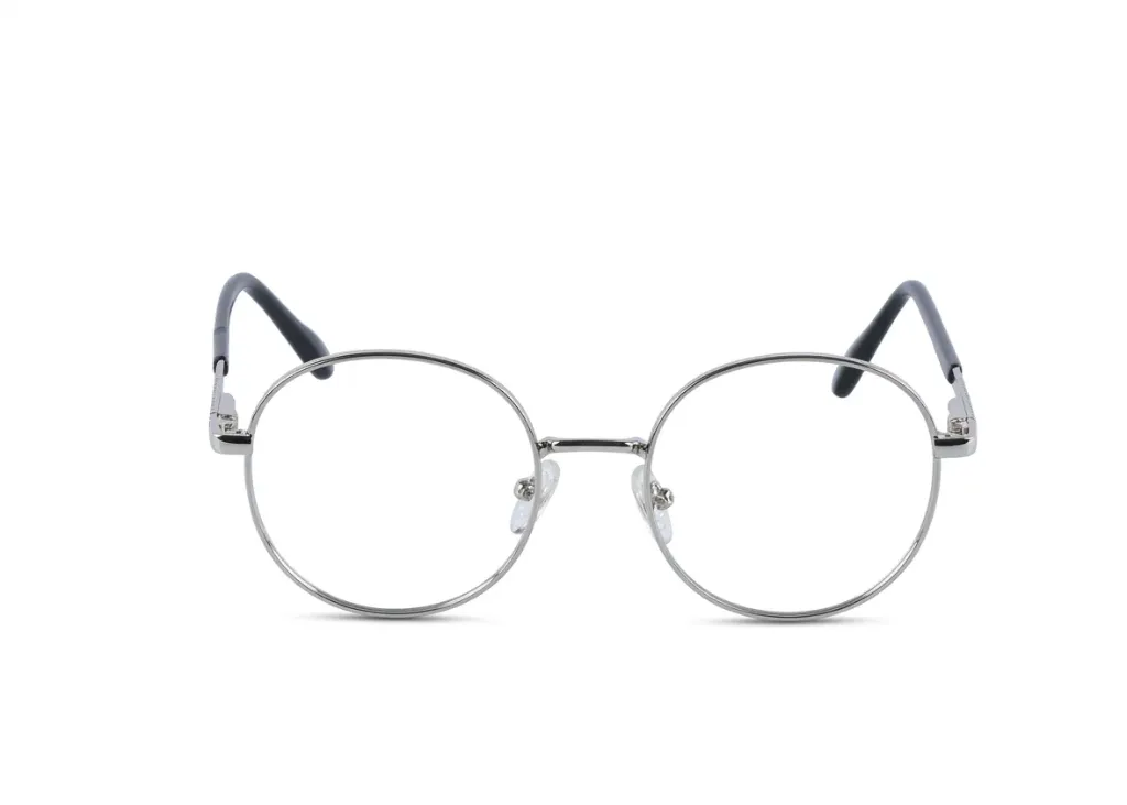 Retro Round Textured Metal Frames in Dual-Tone Silver & Black