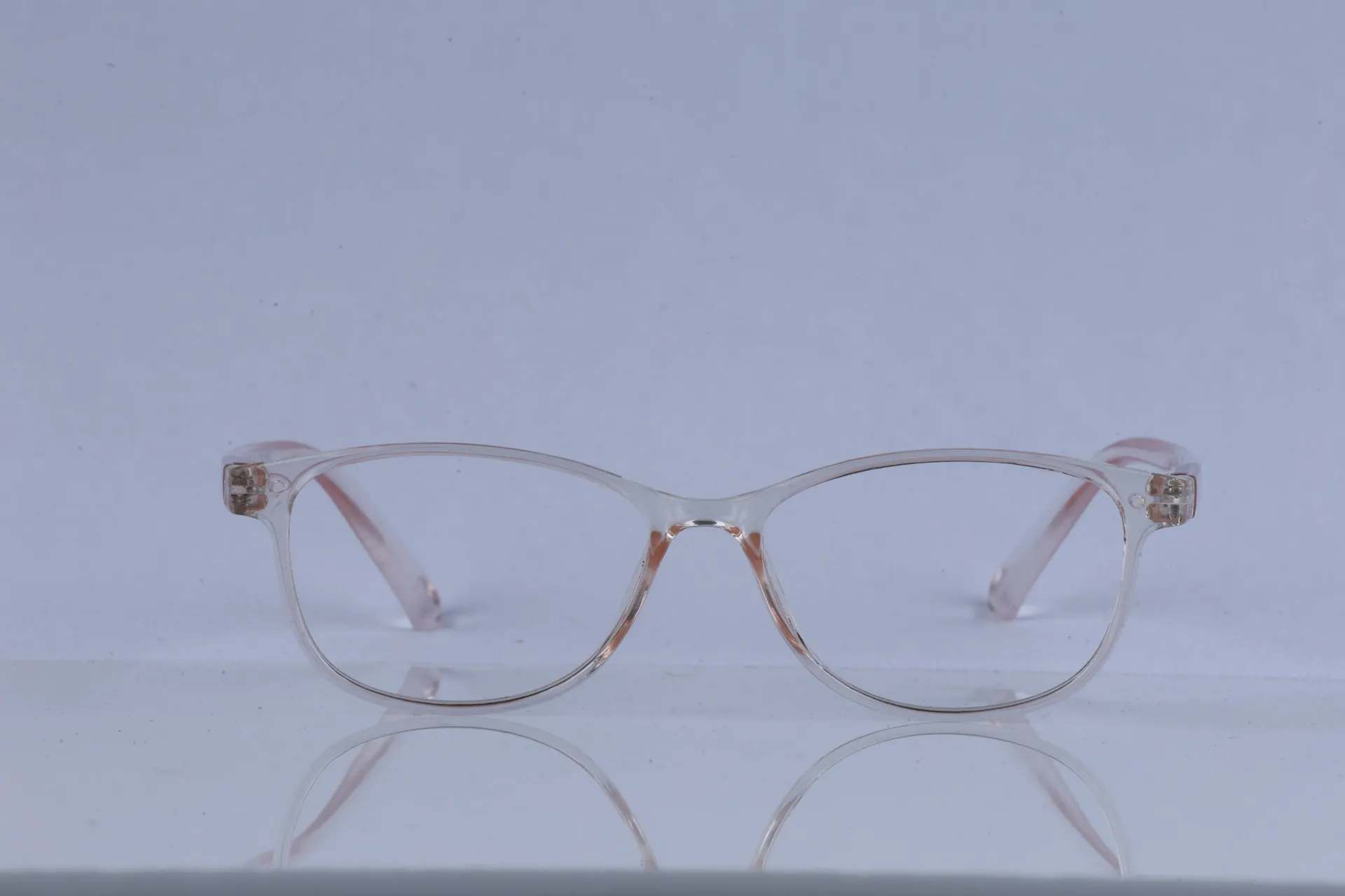 Slim Cat-Eye Frames in Translucent Blush Pink