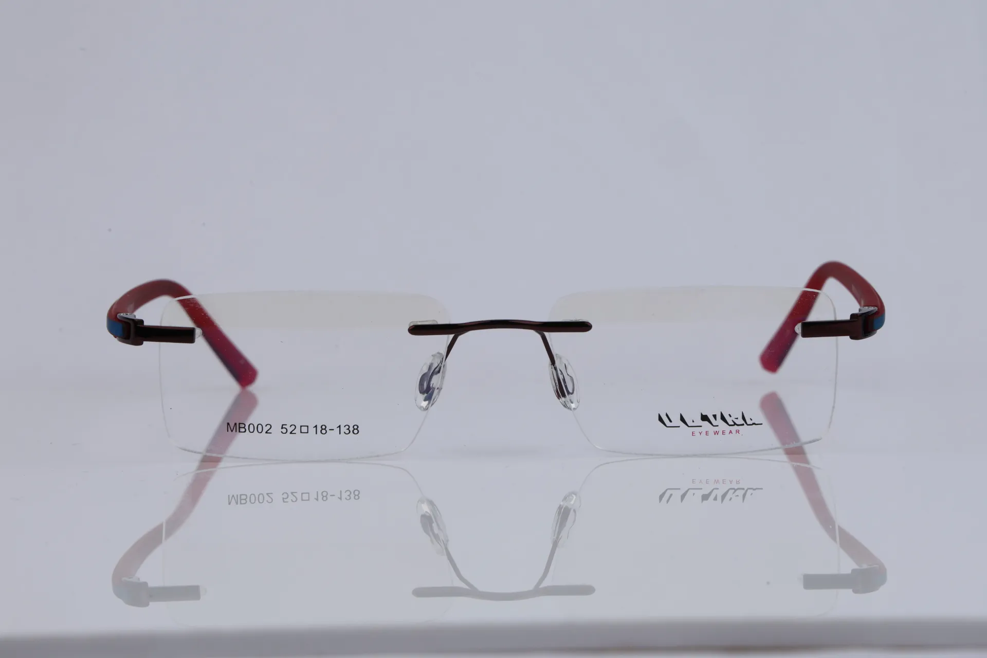 Rimless Rectangle Tech Frames-Merlot & Electric Blue