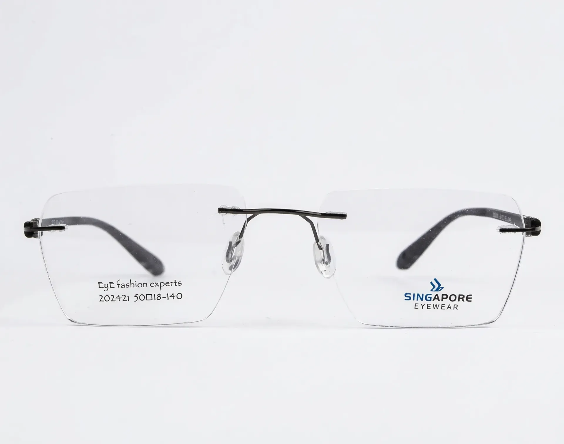 [F49] Rimless Geometric Tech Frame-Charcoal & Silver