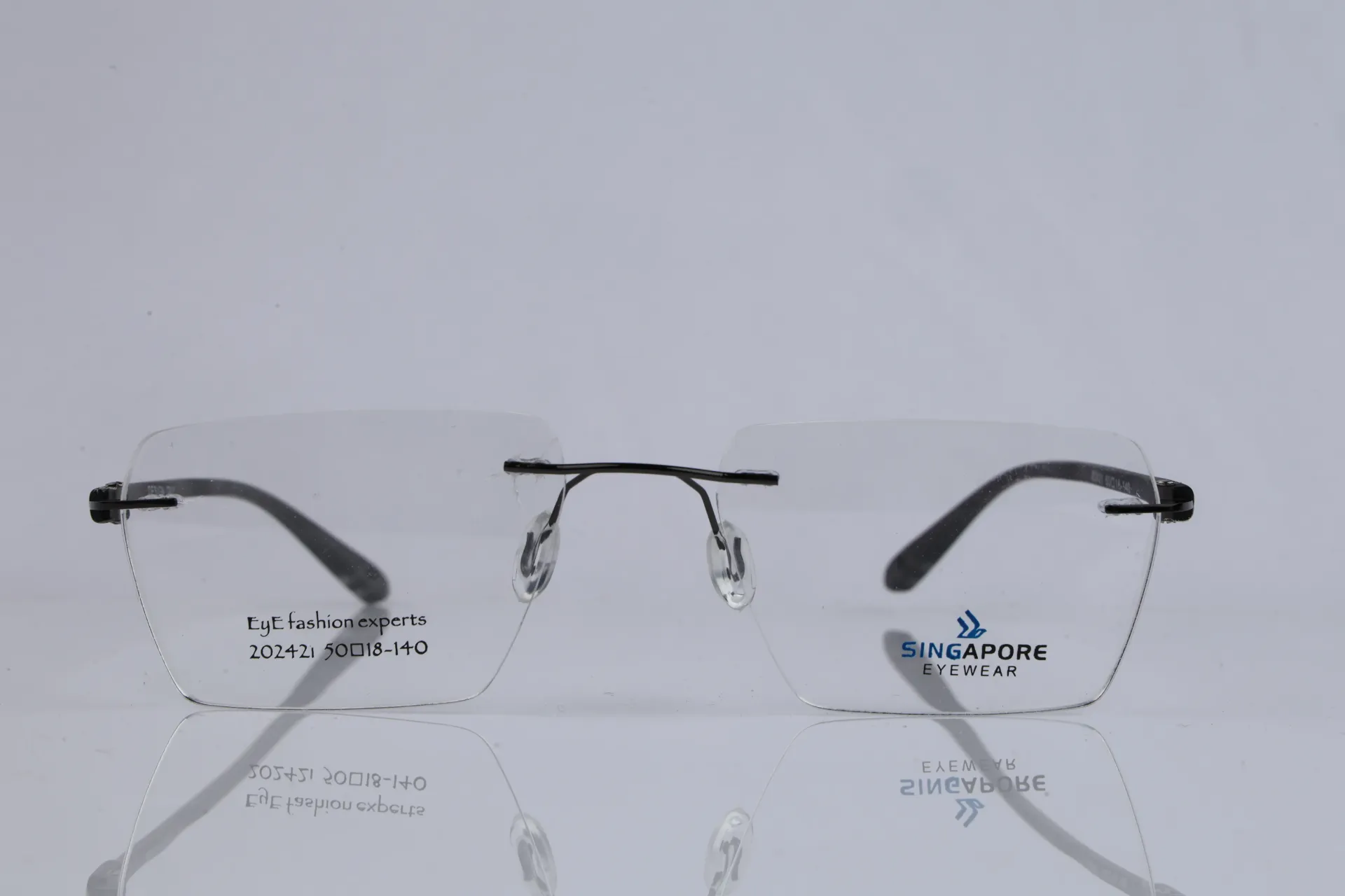 Rimless Geometric Tech Frame-Charcoal & Silver