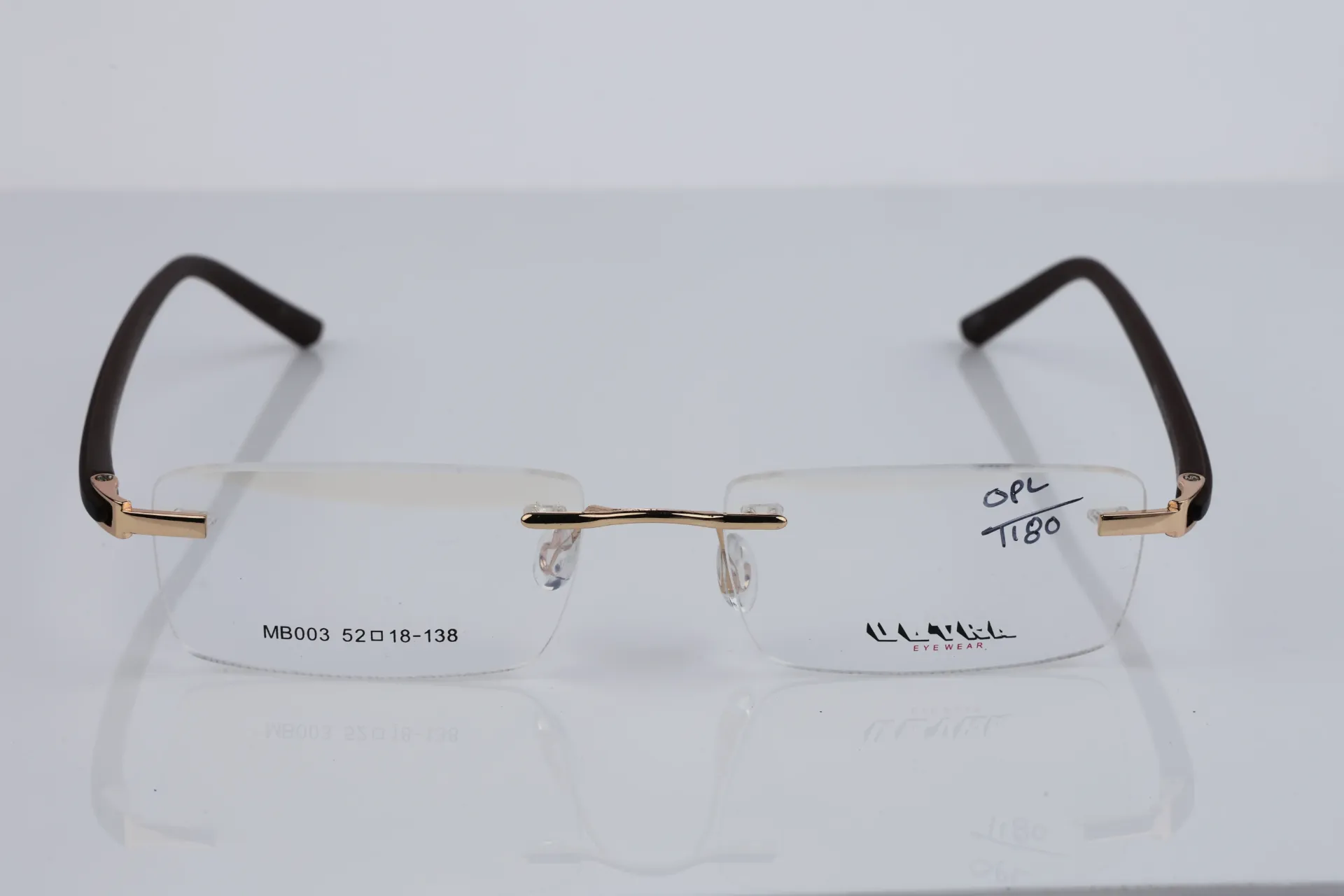 [F52] Rimless Rectangle Frame Midnight & Azure Blue
