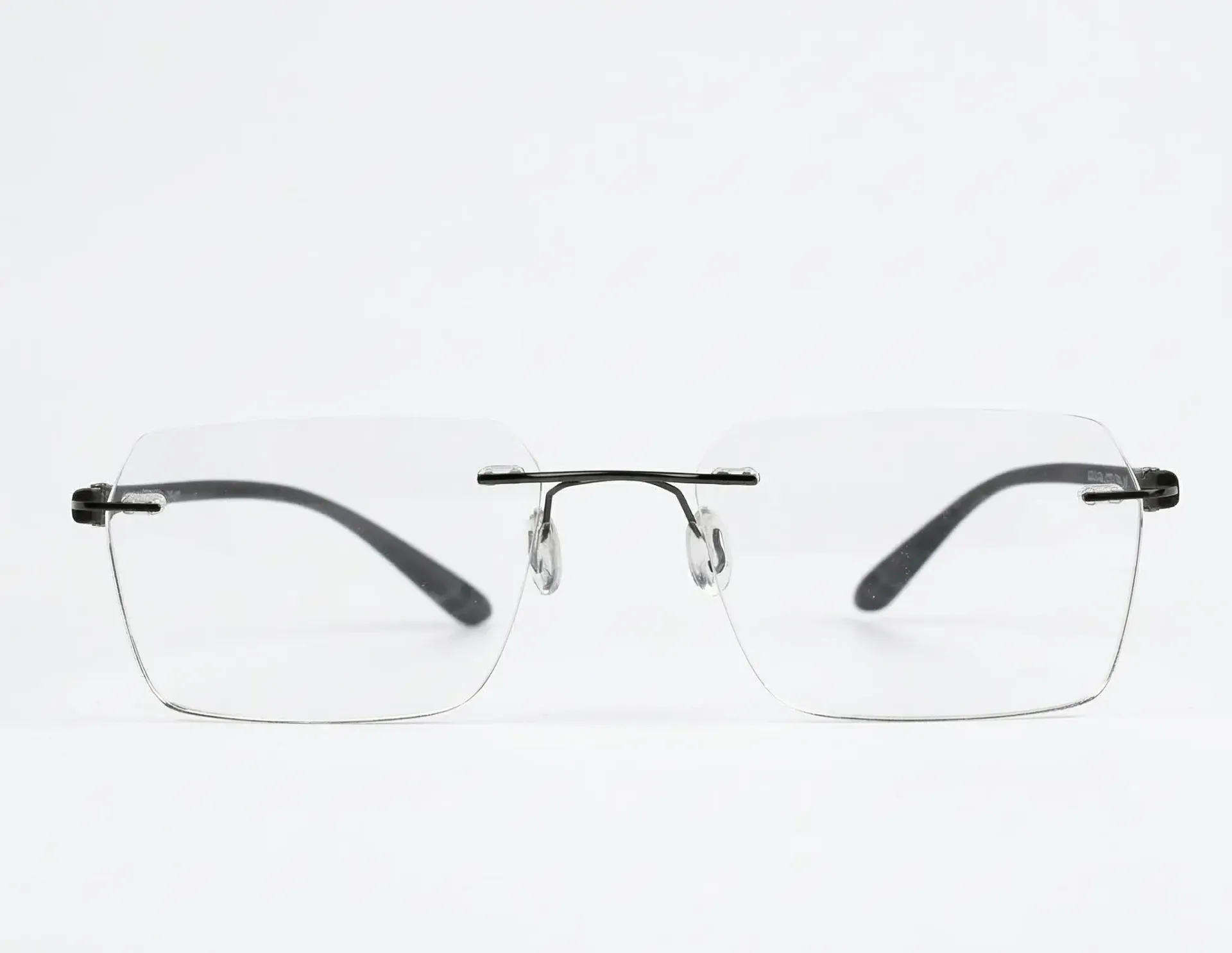 Rimless Rectangle Frame Matte Charcoal / Gunmetal Black