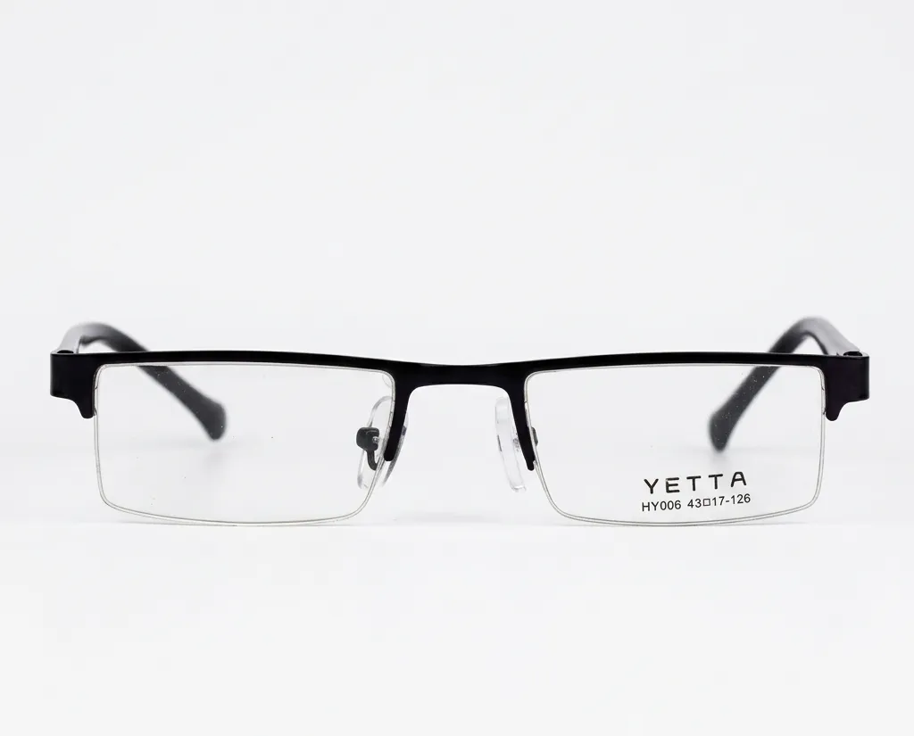 [F59] Semi-Rimless Metal Rectangle Frame in Midnight Black