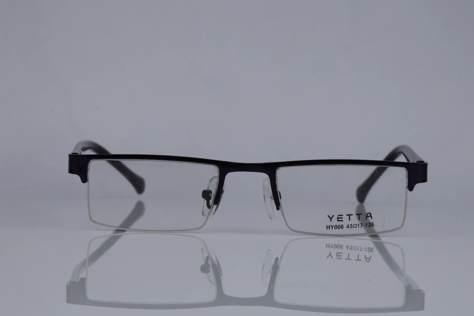 Semi-Rimless Metal Rectangle Frame in Midnight Black