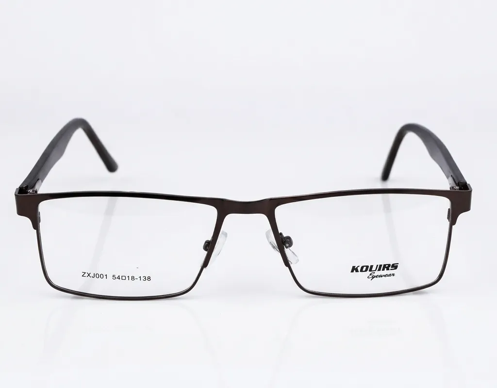 [F60] Full-Rim Metal Rectangle Frame in Deep Espresso Brown / Black