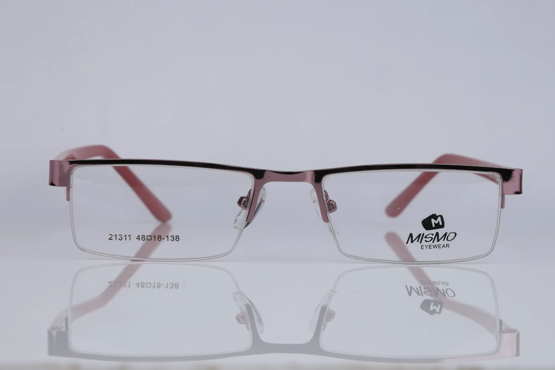 Semi-Rimless Metal Rectangle Frames in Rose Copper