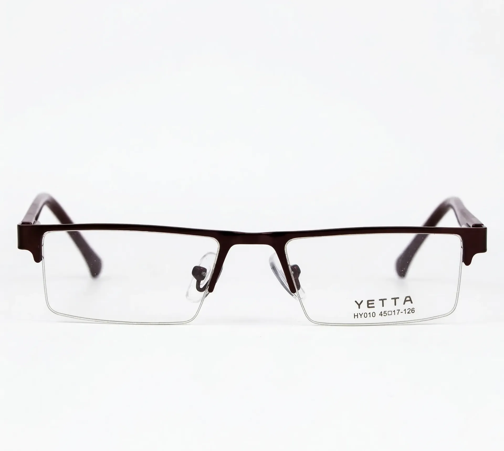 Semi-Rimless Metal Rectangle Frame in Deep Garnet
