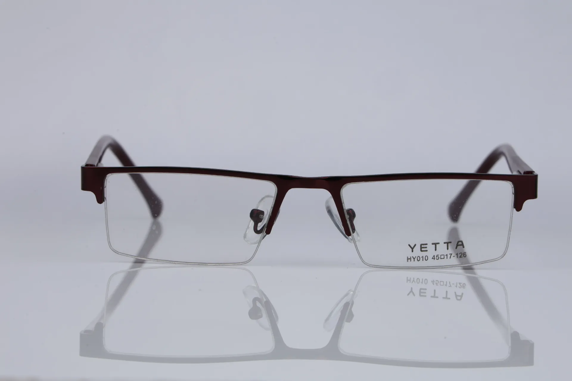 Semi-Rimless Metal Rectangle Frame in Deep Garnet