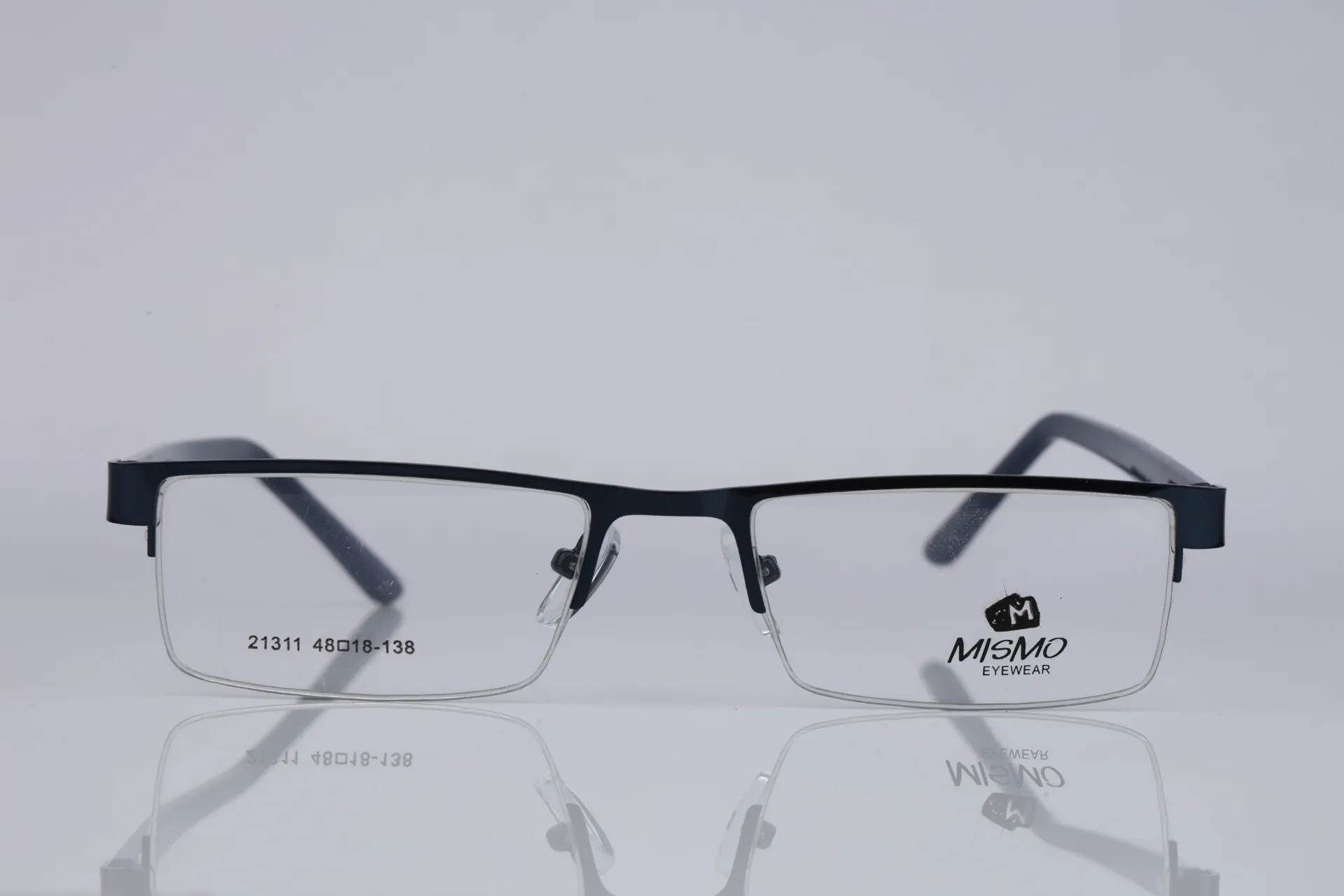 Semi-Rimless Metal Rectangle Frame-Midnight Navy