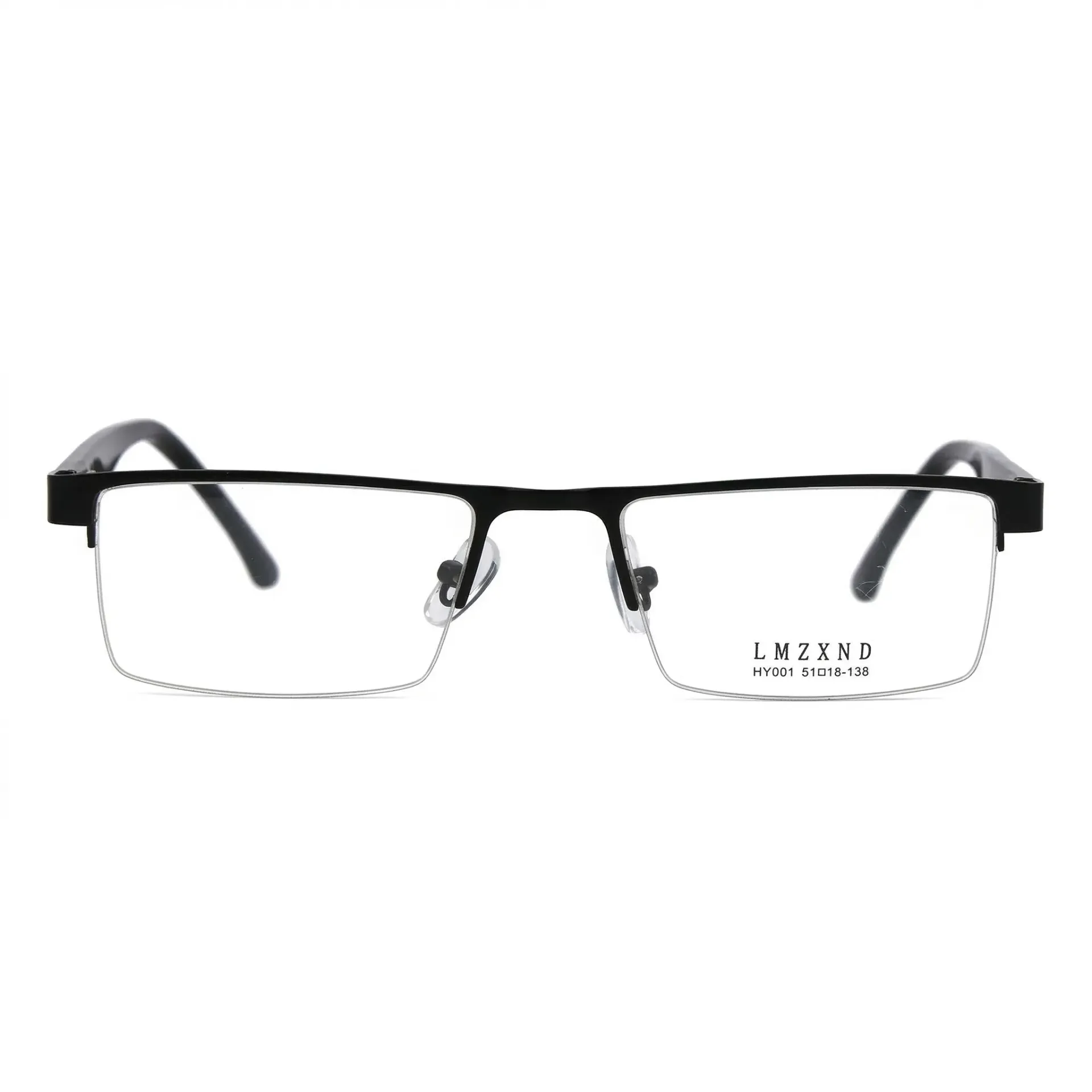 Semi-Rimless Metal Rectangle Frame in Matte Onyx