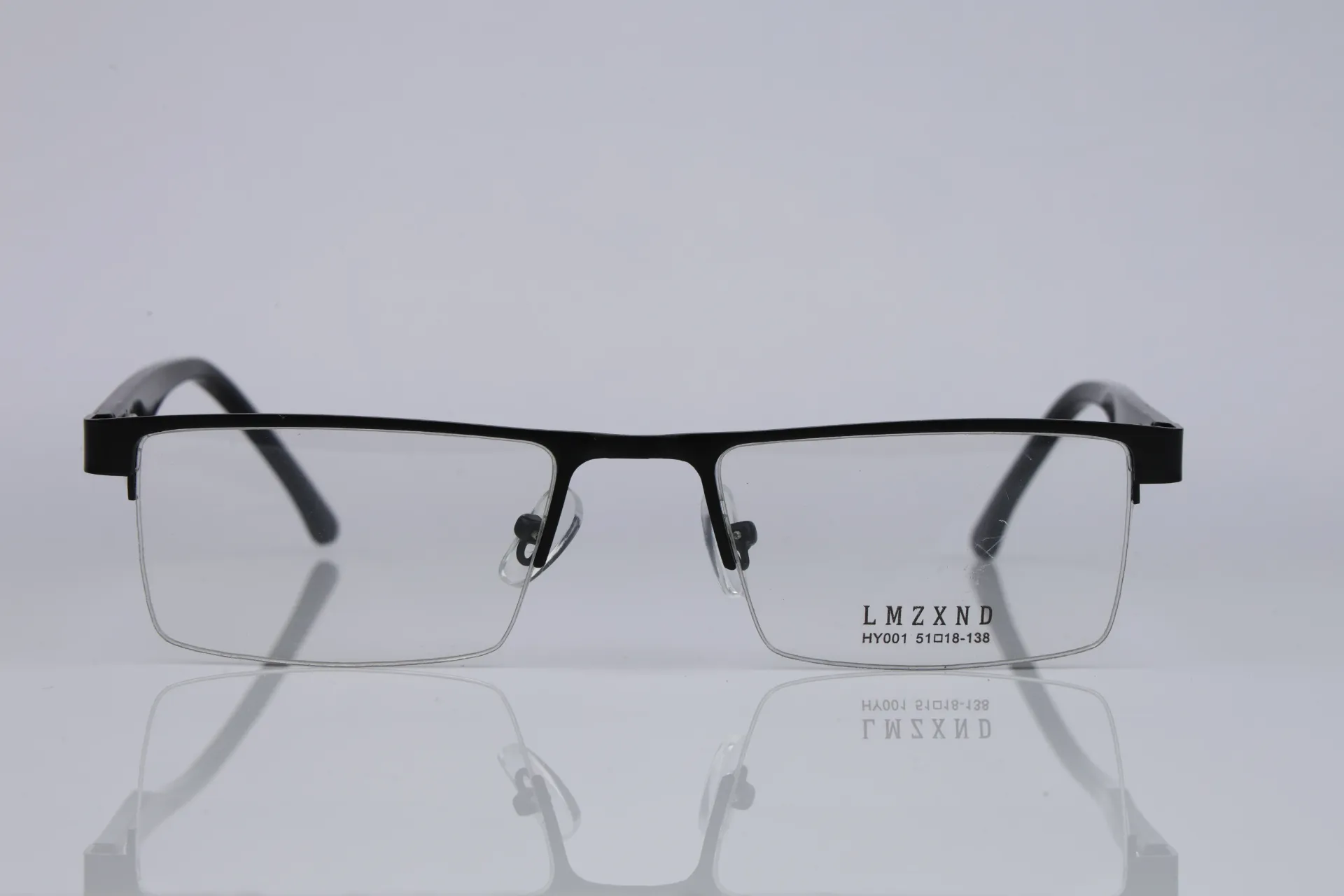 Semi-Rimless Metal Rectangle Frame in Matte Onyx