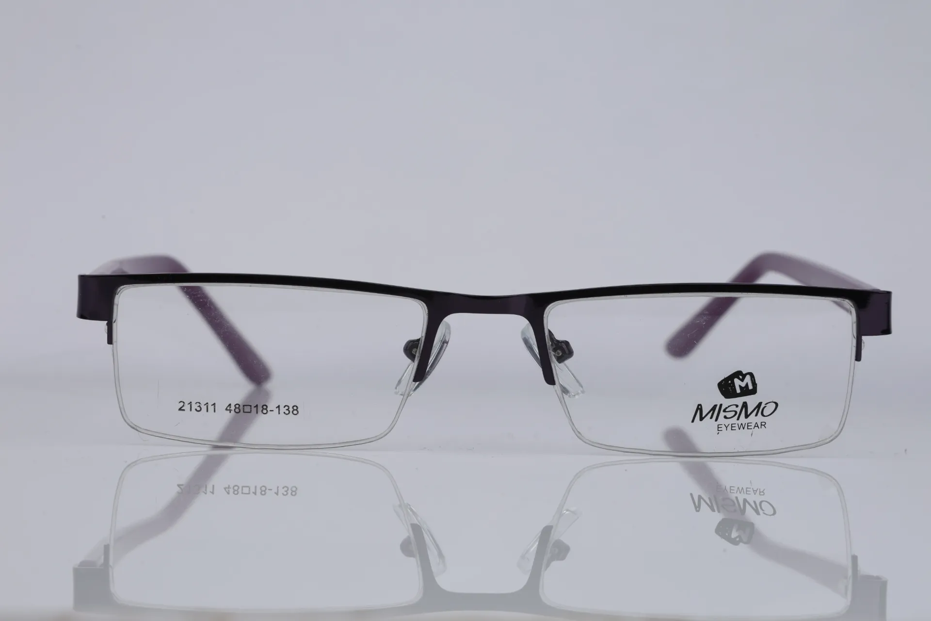 Semi-Rimless Metal Rectangle Frames in Midnight Plum & Amethyst