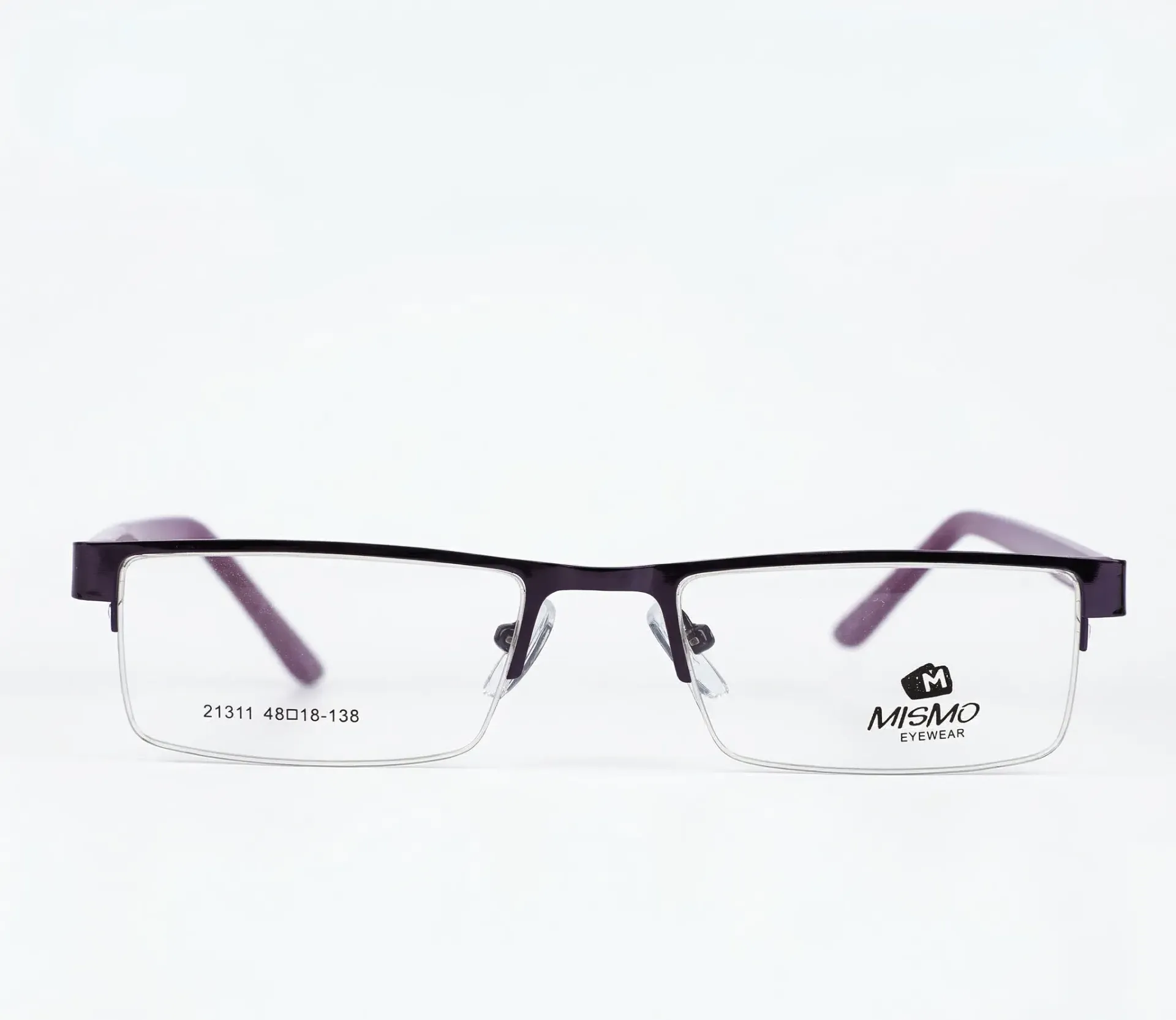 Semi-Rimless Metal Rectangle Frames in Midnight Plum & Amethyst