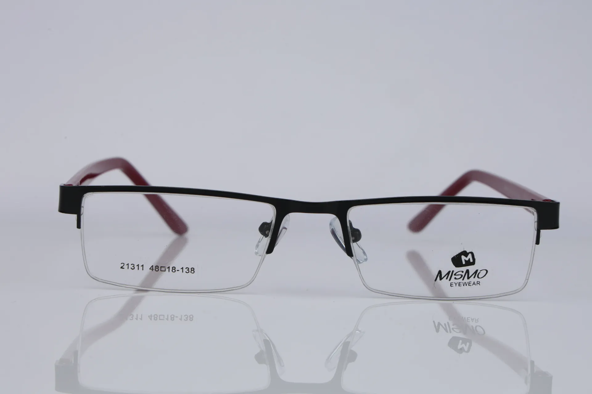 Semi-Rimless Metal Rectangle Frame-Onyx & Deep Currant