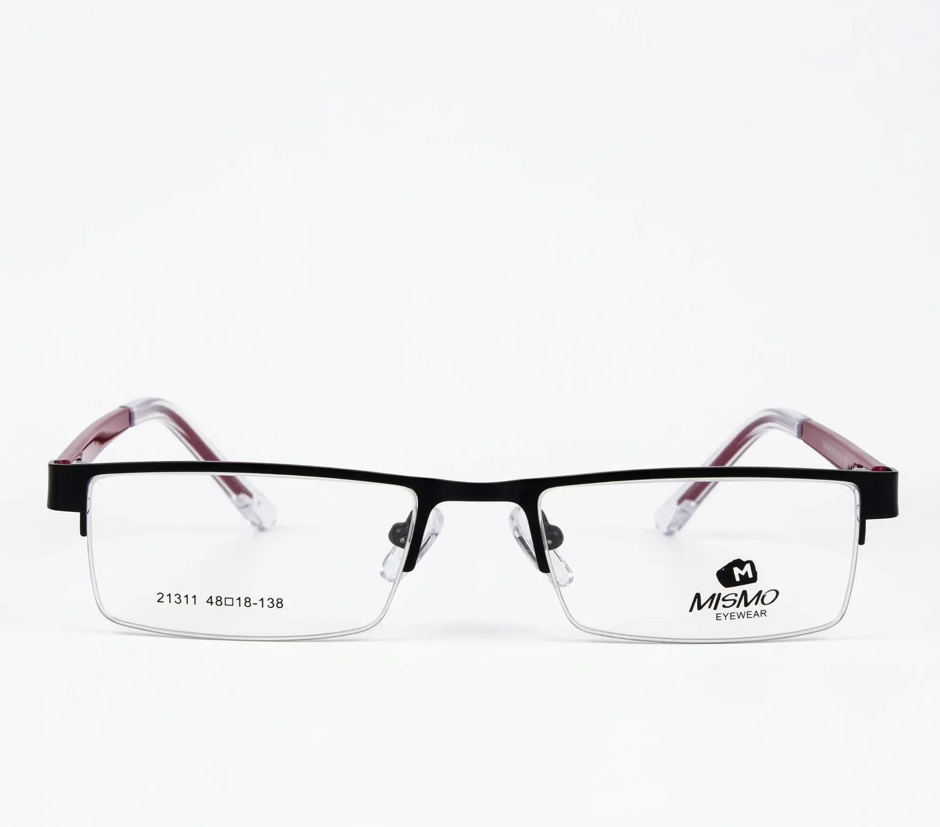 Semi-Rimless Metal Rectangle Frame-Onyx & Deep Currant