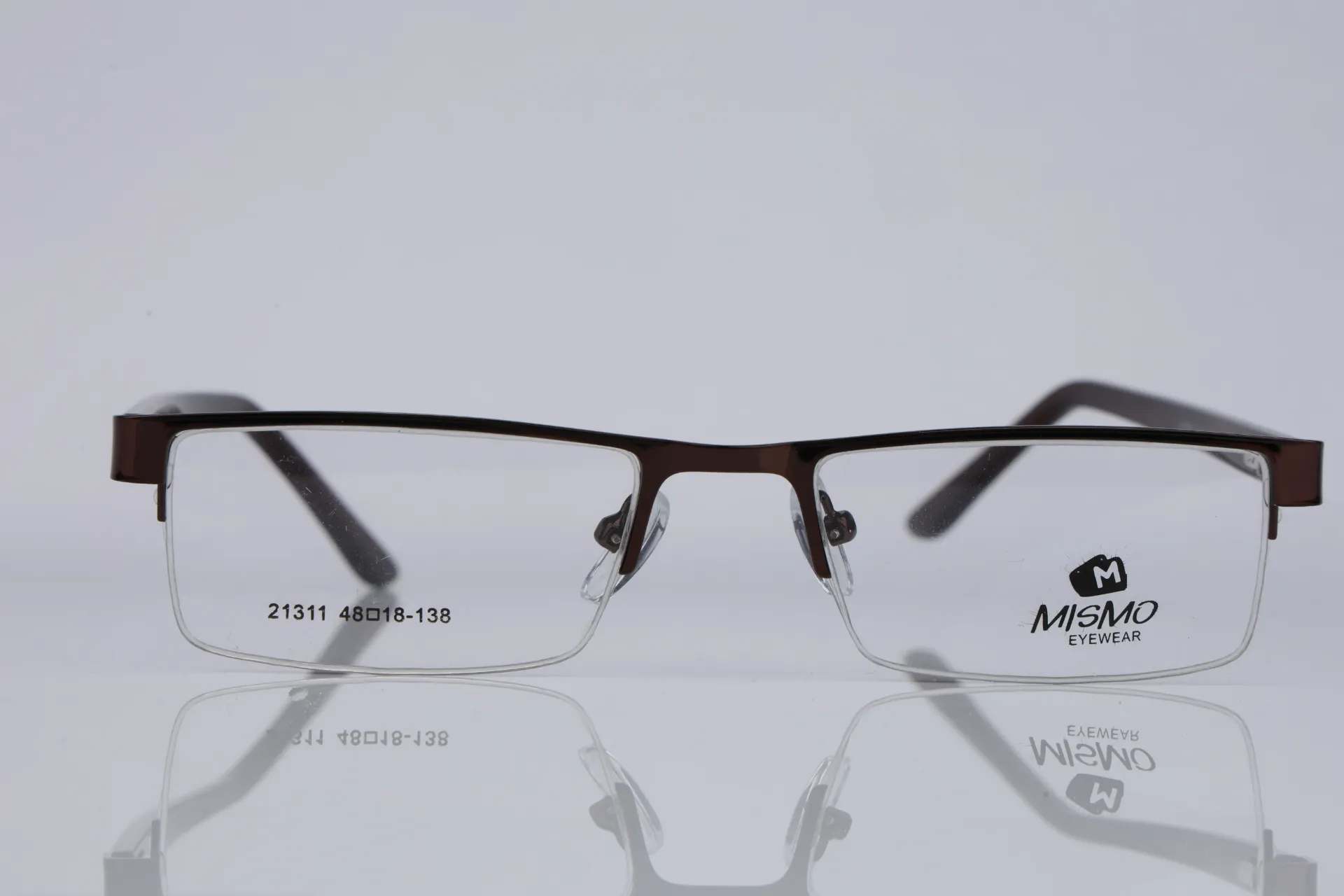 Semi-Rimless Metal Rectangle Frame-Mahogany & Espresso