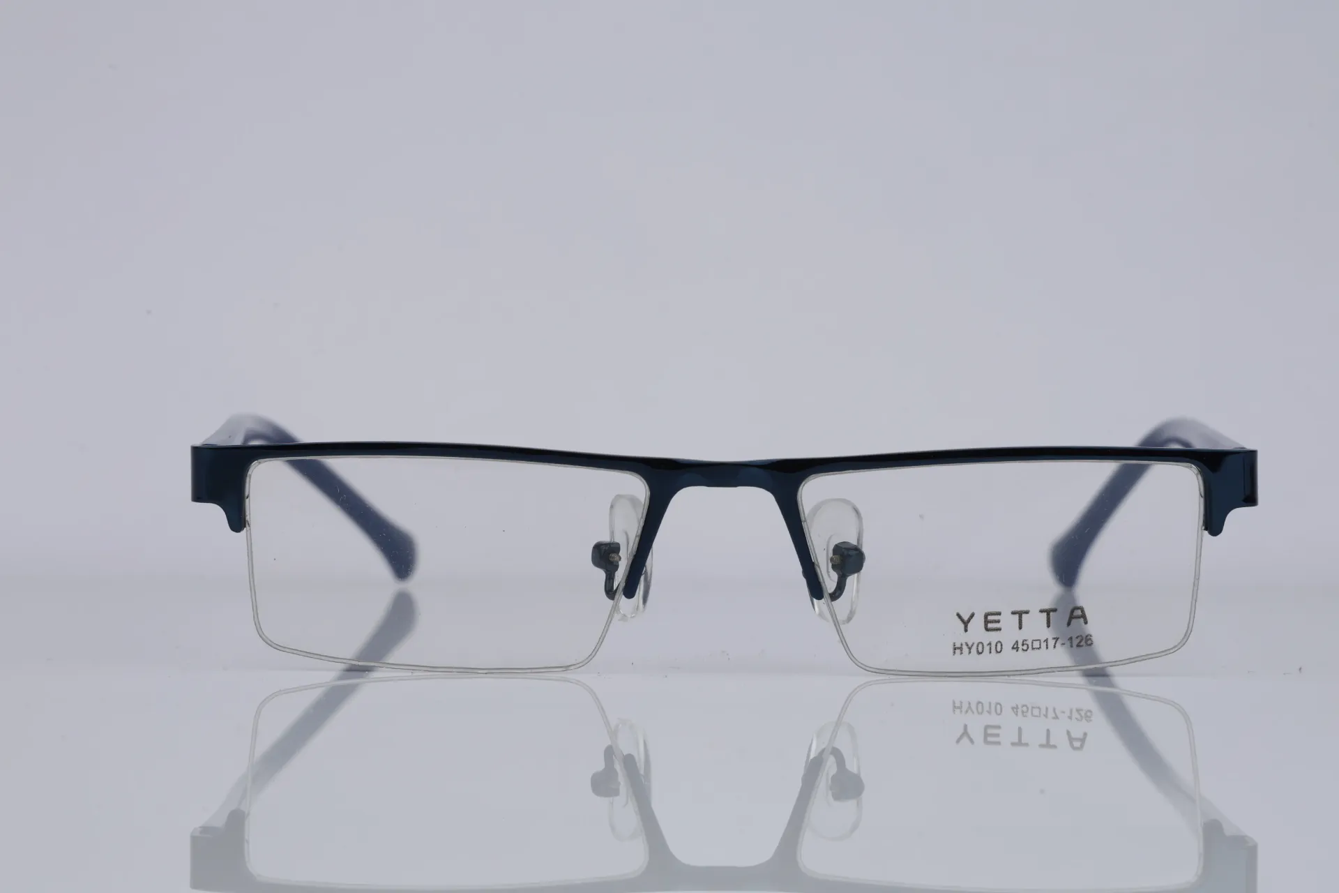 Semi-Rimless Metal Rectangle Frame-Cobalt & Deep Navy