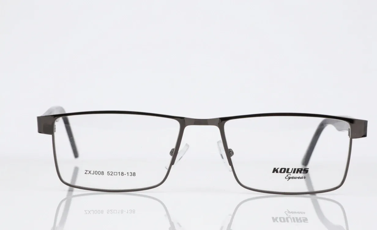 [F74] Full-Rim Metal Rectangle Frames in Gunmetal & Silver