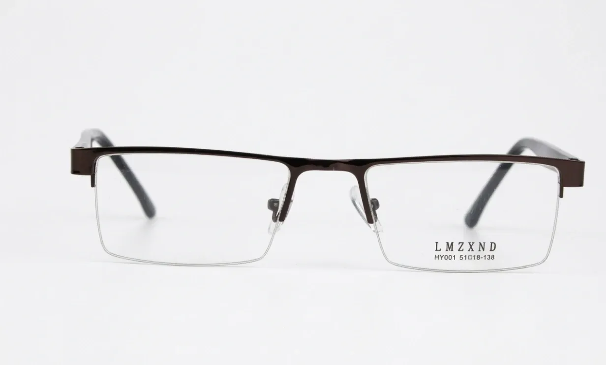 [F75] Semi-Rimless Metal Rectangle Frame-Burnished Coffee & Onyx