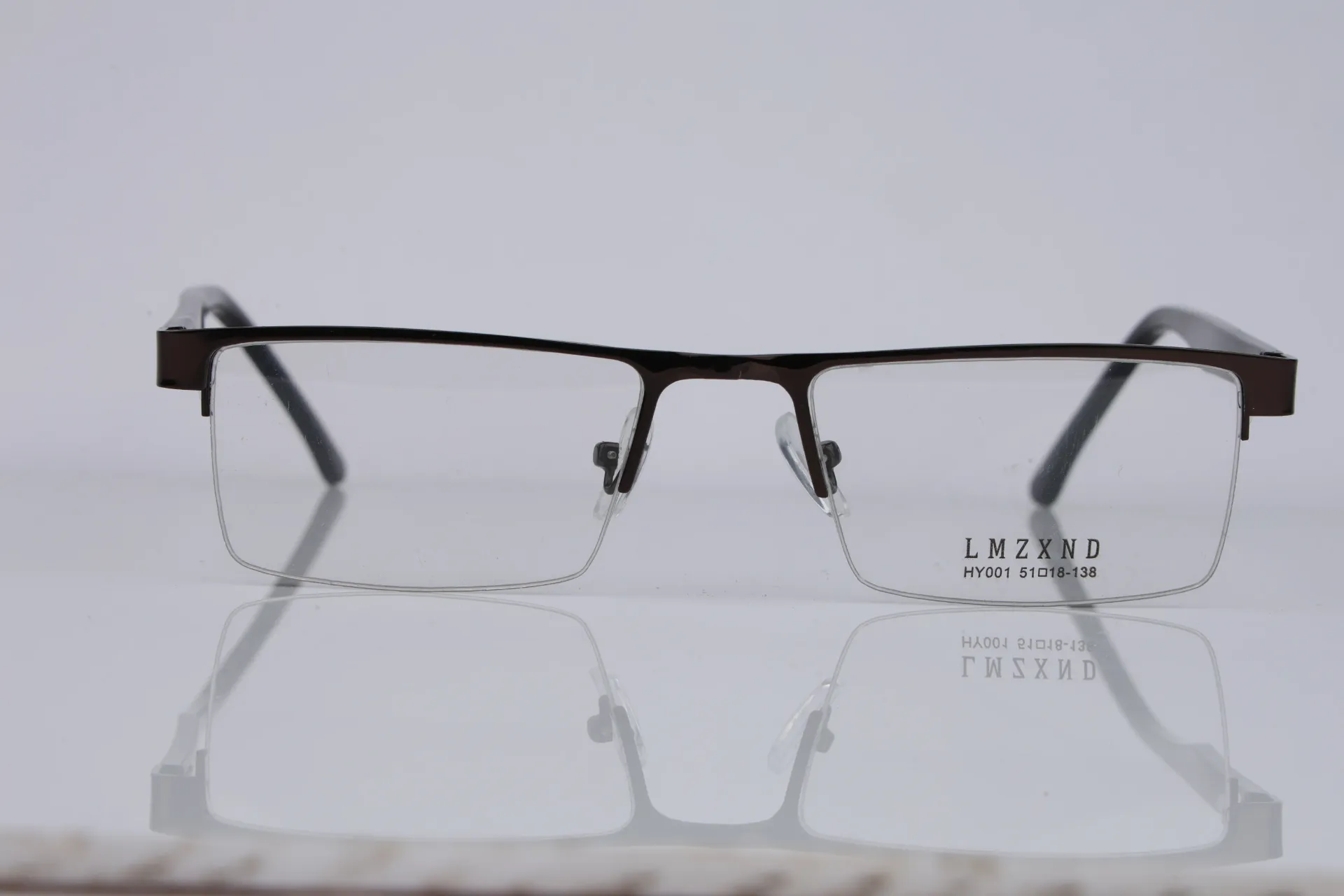 Semi-Rimless Metal Rectangle Frame-Burnished Coffee & Onyx