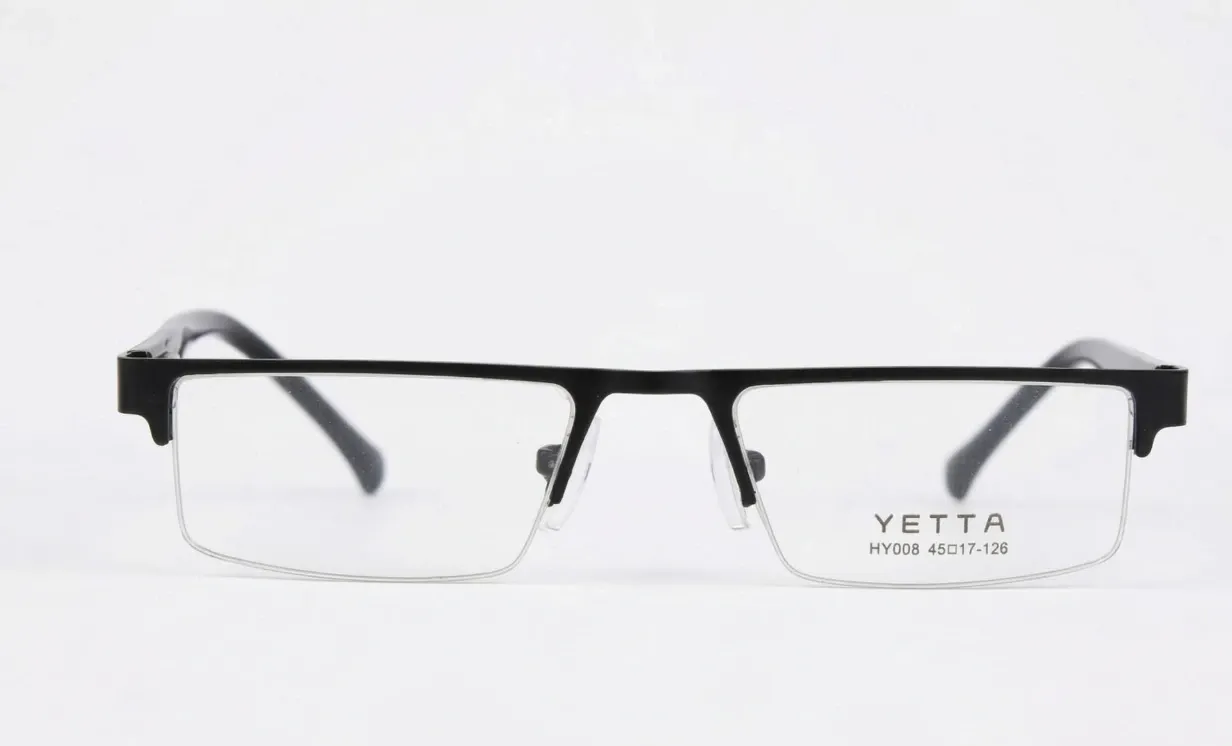 [F76] Semi-Rimless Metal Rectangle Frame-Stealth Onyx & Crimson