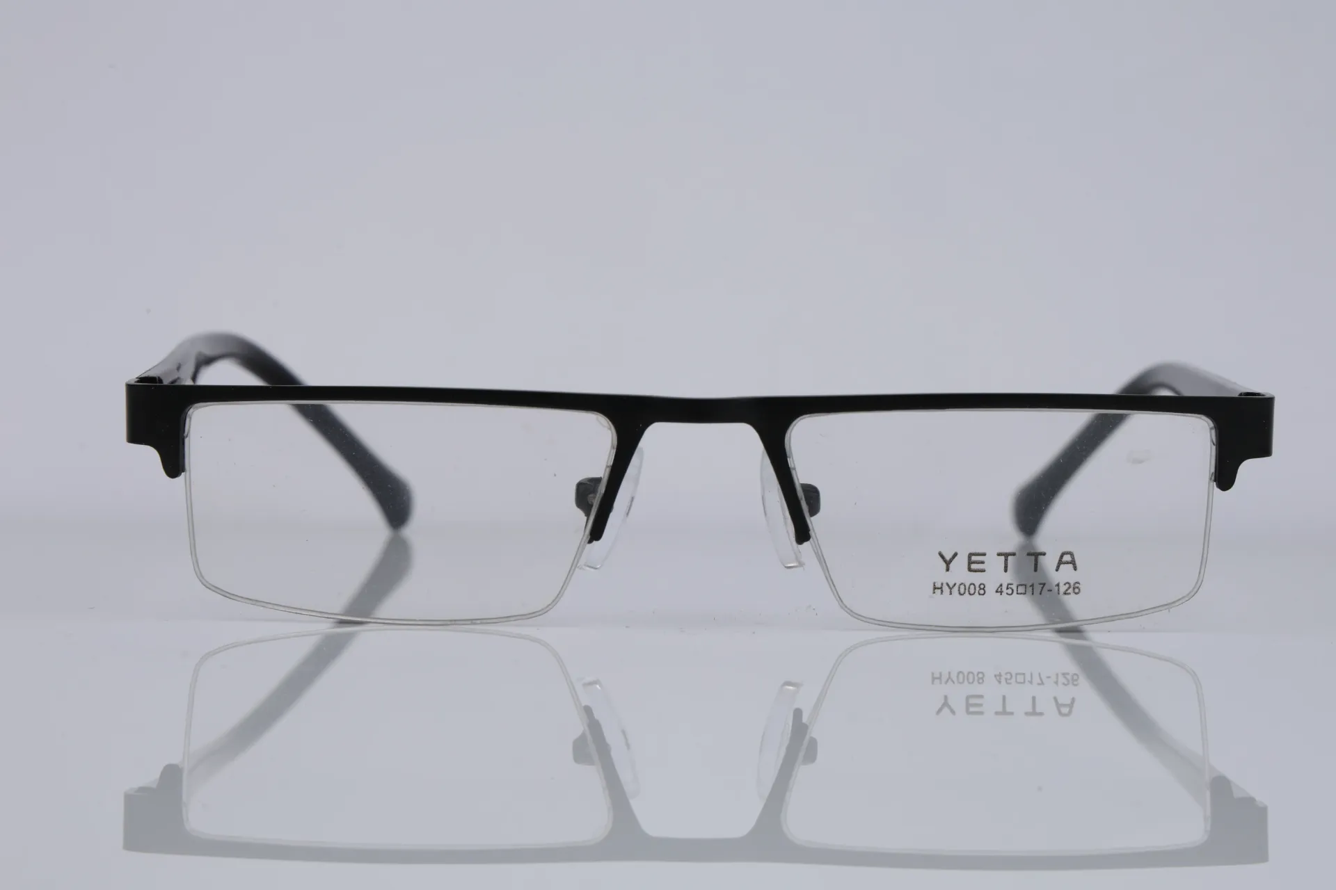 Semi-Rimless Metal Rectangle Frame-Stealth Onyx & Crimson