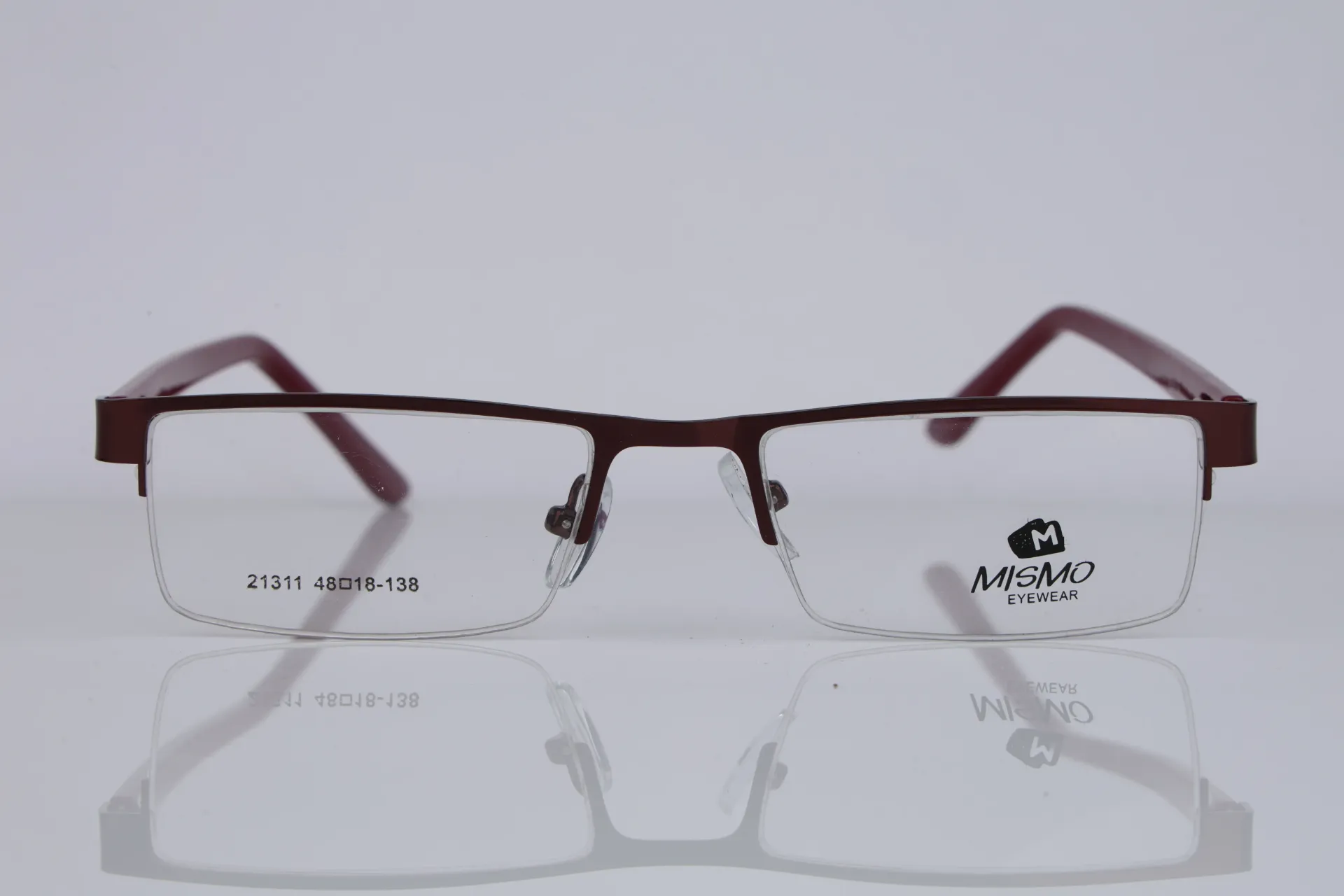 Semi-Rimless Metal Rectangle Frame-Deep Merlot & Garnet