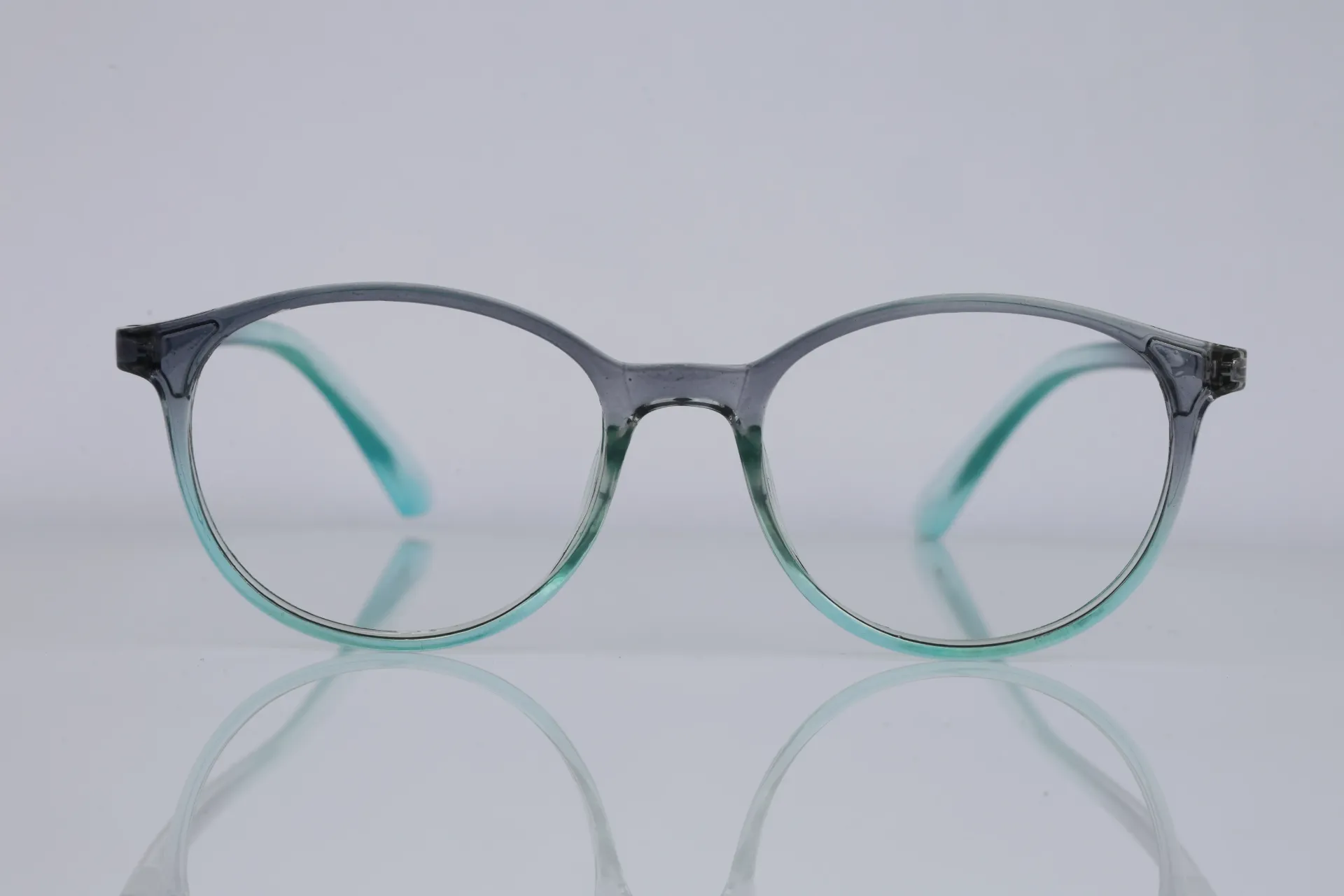 Translucent Round Acetate Frame-Slate to Mint