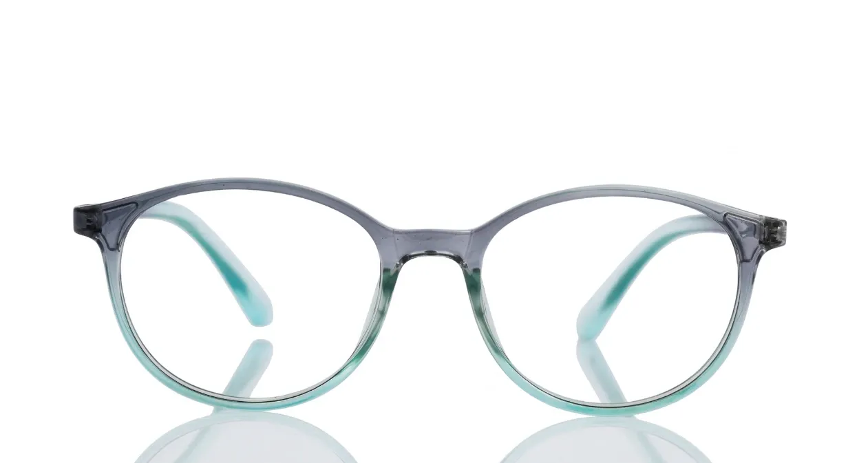 Translucent Round Acetate Frame-Slate to Mint