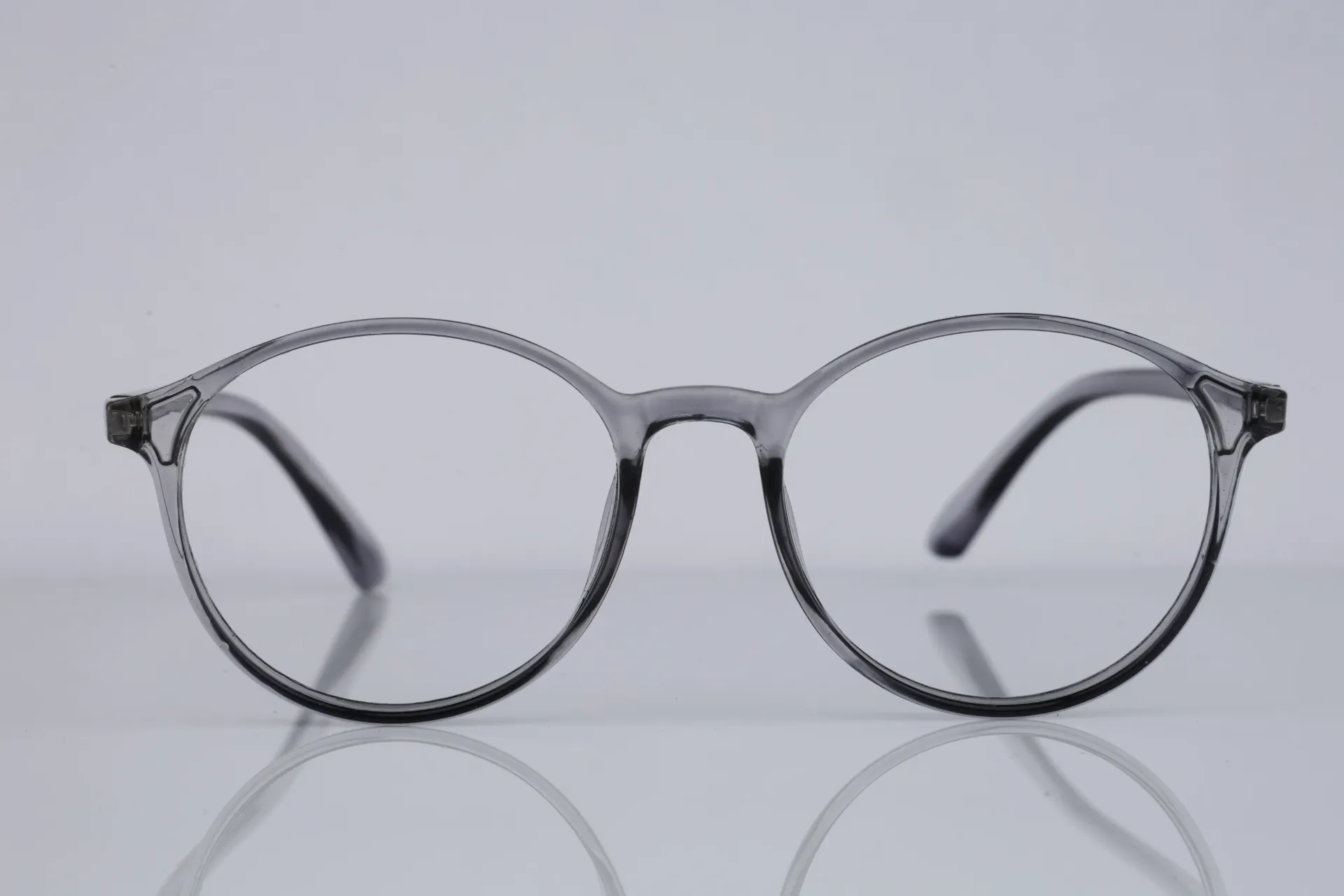 Translucent Round Acetate Frame-Crystal Charcoal