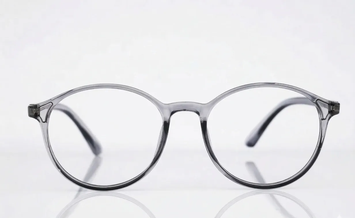 Translucent Round Acetate Frame-Crystal Charcoal