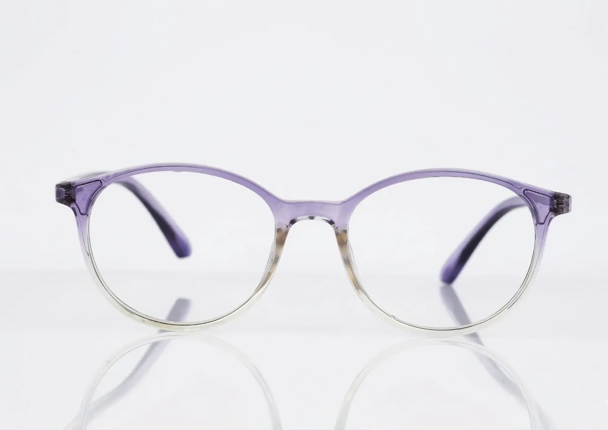 [F85] Translucent Round Acetate Frame-Violet to Crystal