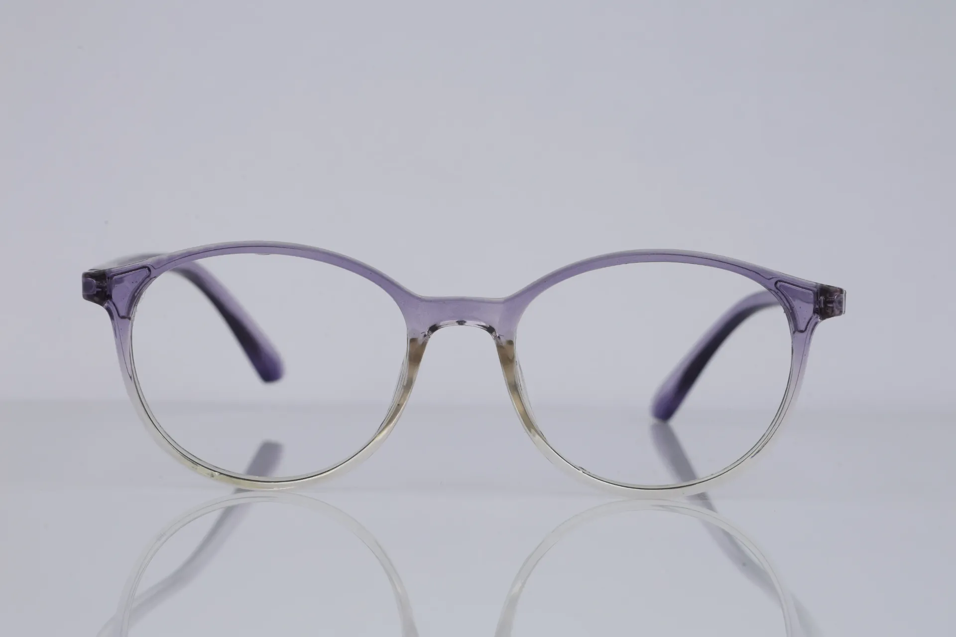 Translucent Round Acetate Frame-Violet to Crystal