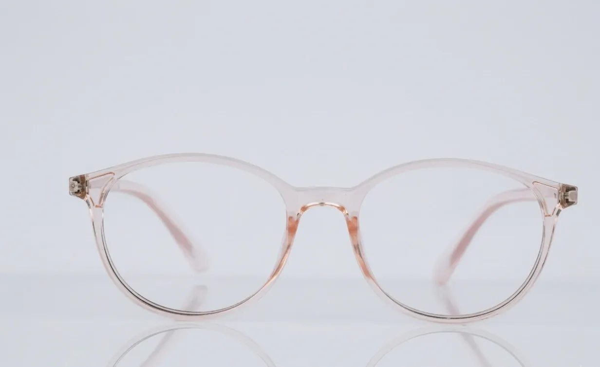 [F86] Translucent Round Acetate Frame-Crystal Petal Pink
