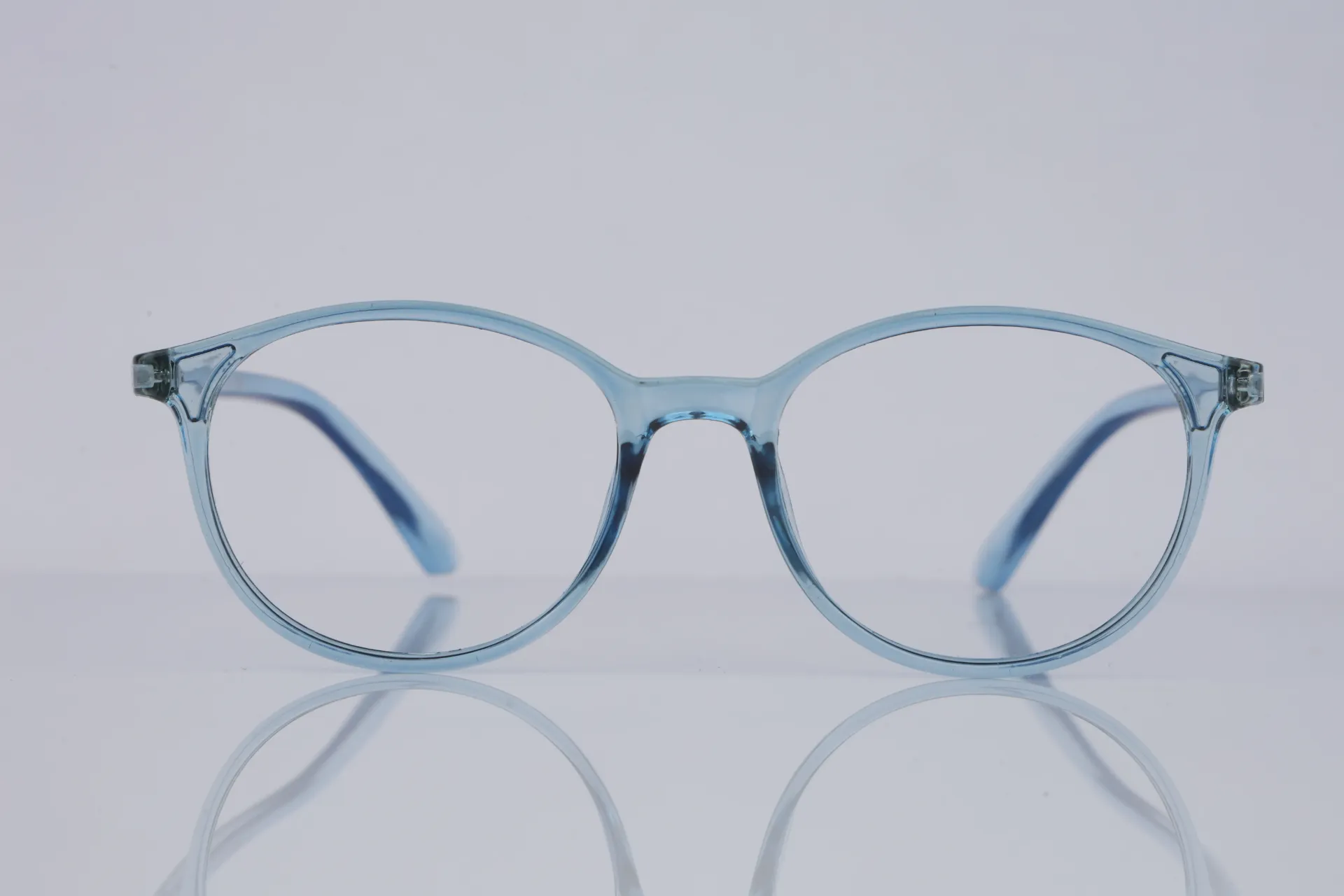 Translucent Round Acetate Frame-Crystal Sky Blue