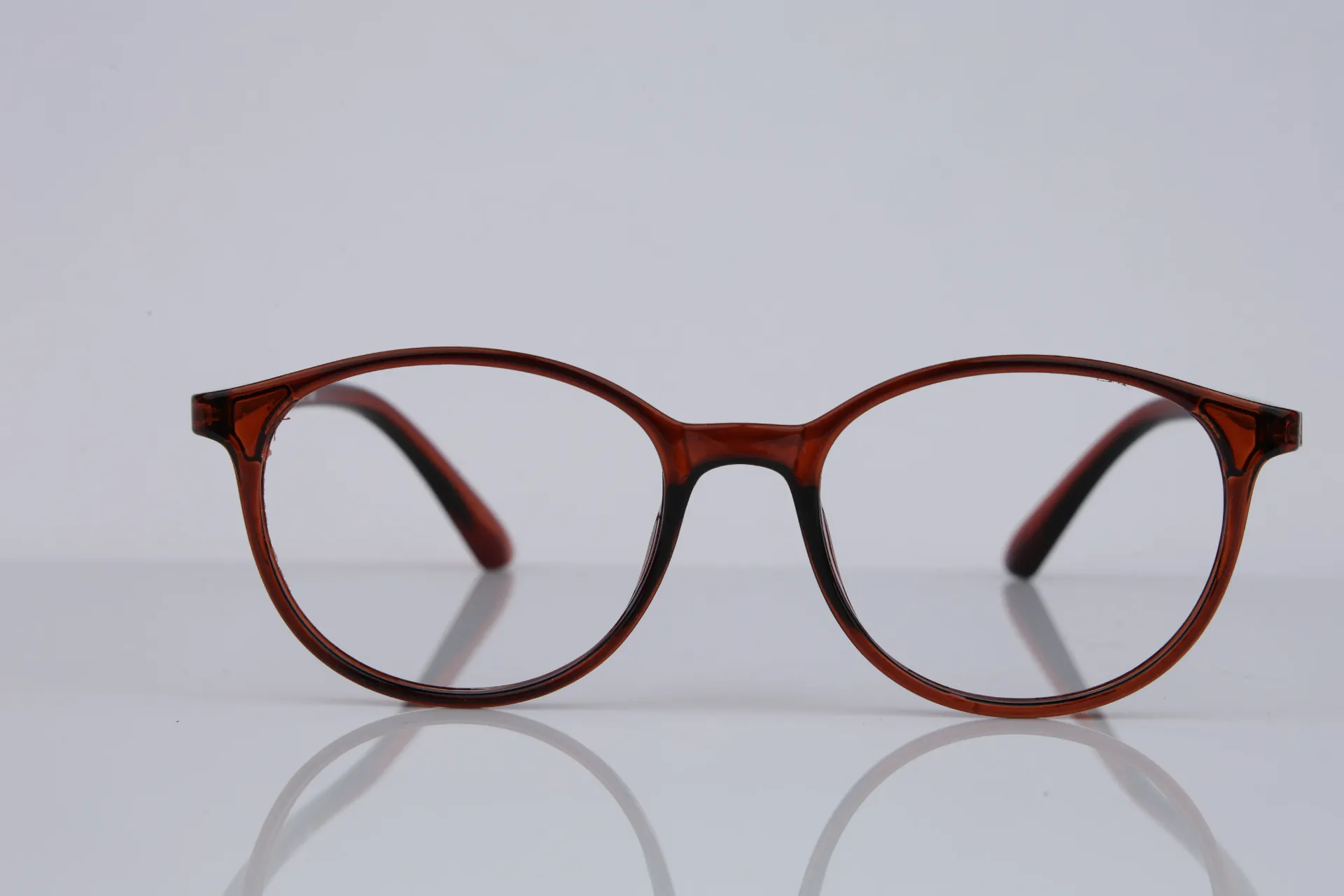 Translucent Round Acetate Frame-Crystal Amber
