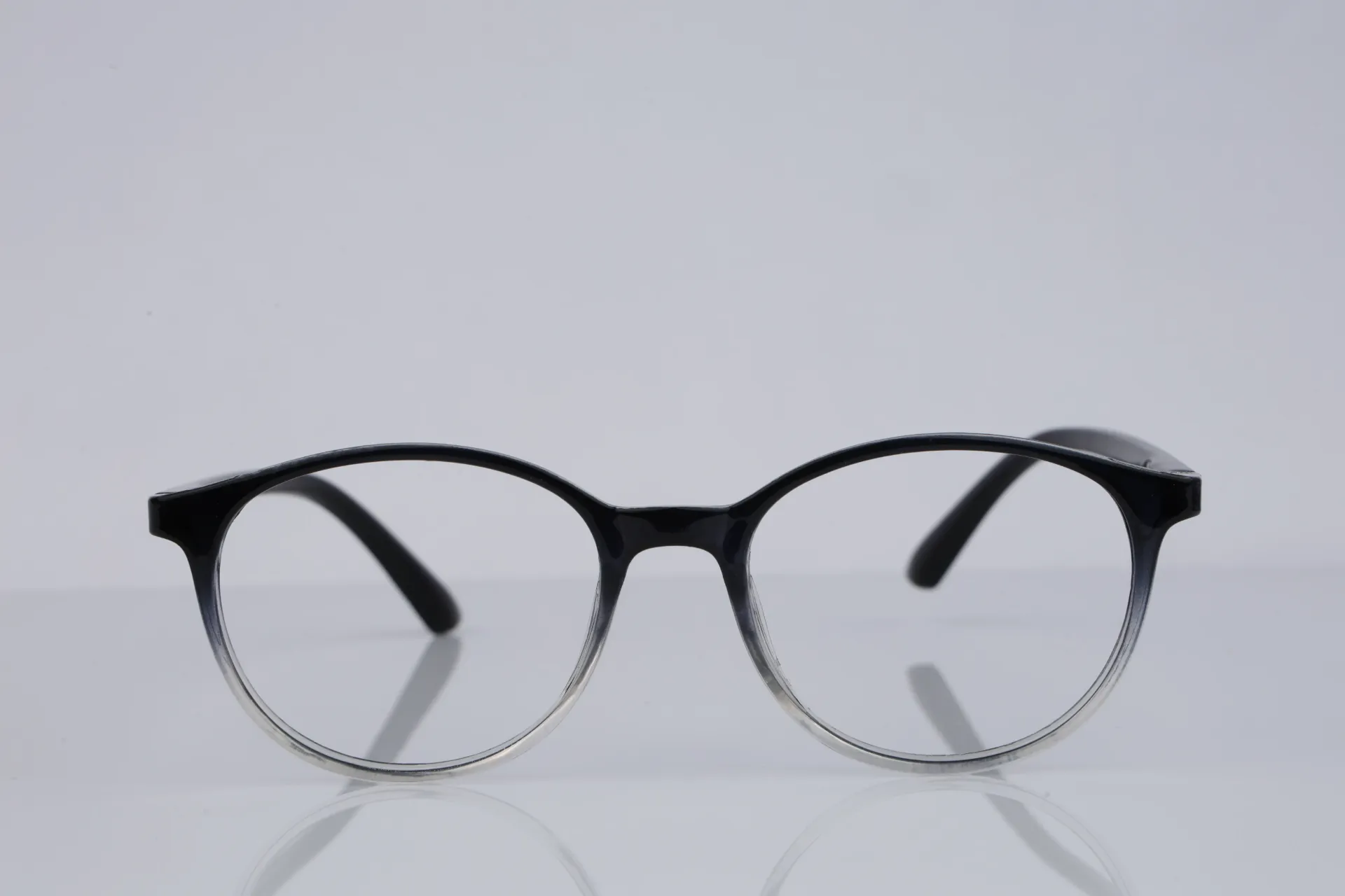 Translucent Round Acetate Frames in Midnight to Crystal Ombre