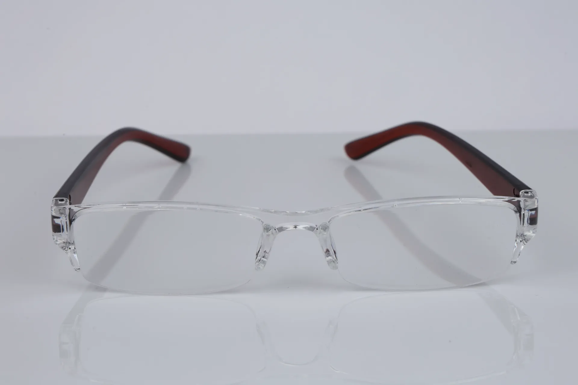 Rimless-Front Rectangular Frame-Crystal & Garnet