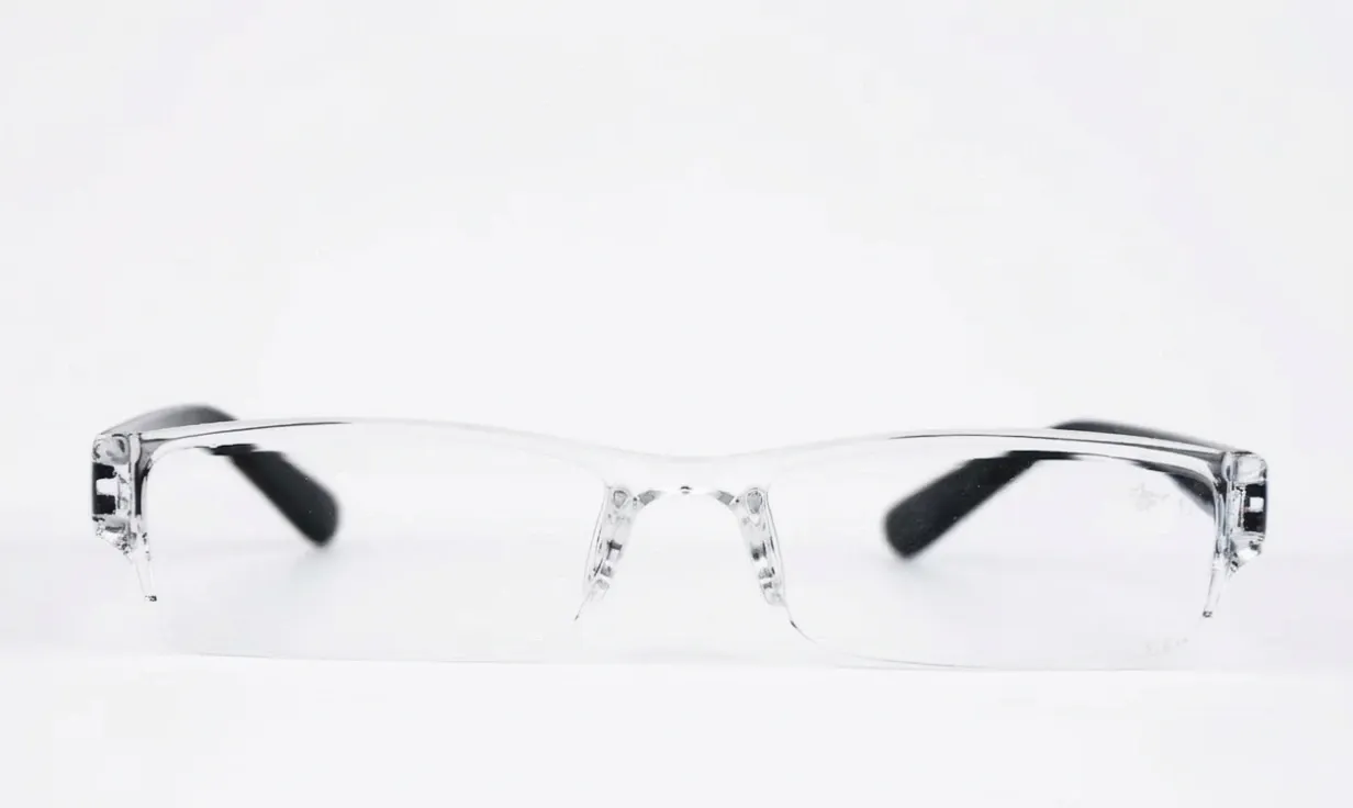 [F93] Rimless-Front Rectangular Frames-Crystal & Onyx