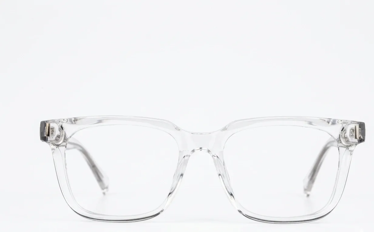 [F94] Translucent Square Acetate Frame-Crystal Pure